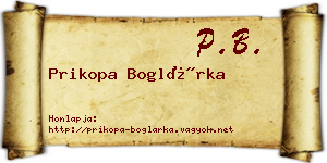 Prikopa Boglárka névjegykártya